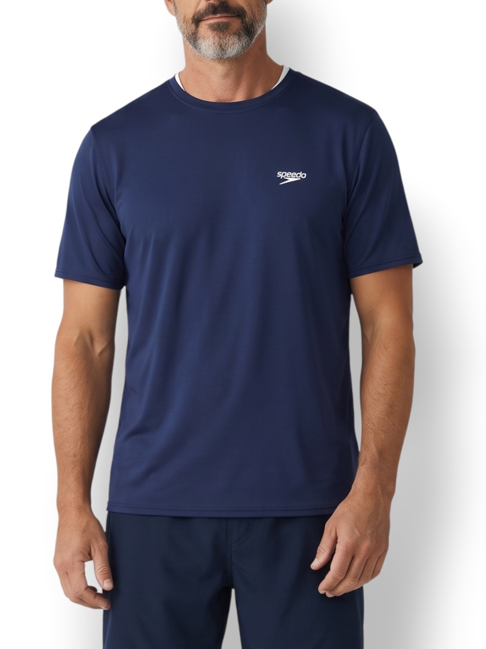 4/$20 Speedo Navy Blue Short Sleeve Crewneck Logo Shirt Medium